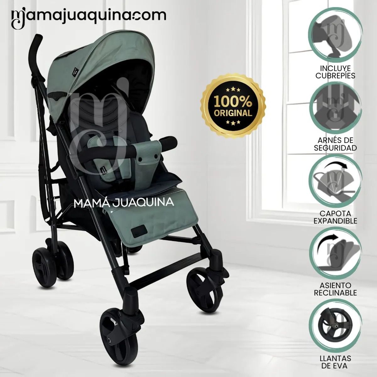 BABY - Coche Bastón de Lujo «AIDEN» Menta