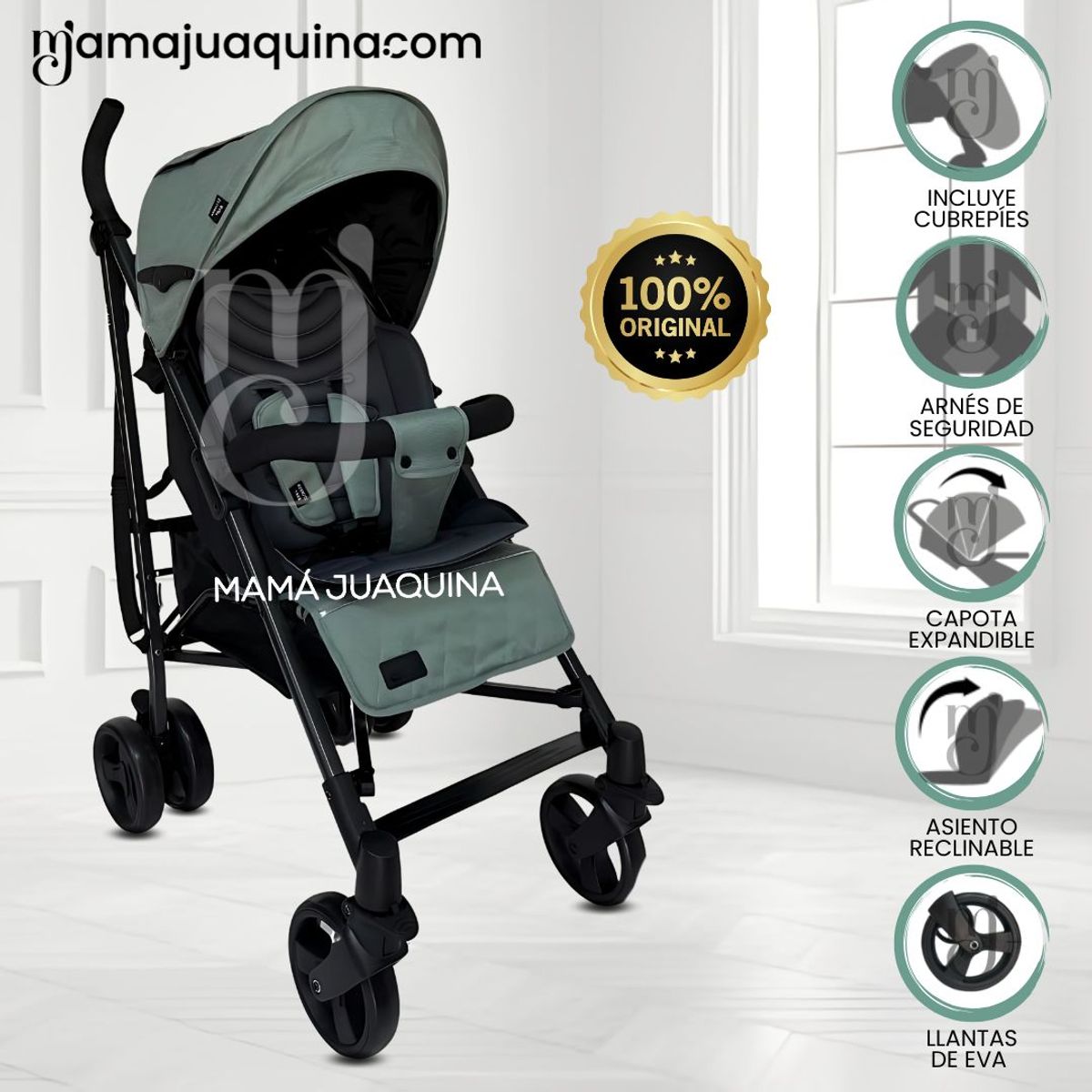 BABY - Coche Bastón de Lujo «AIDEN» Menta