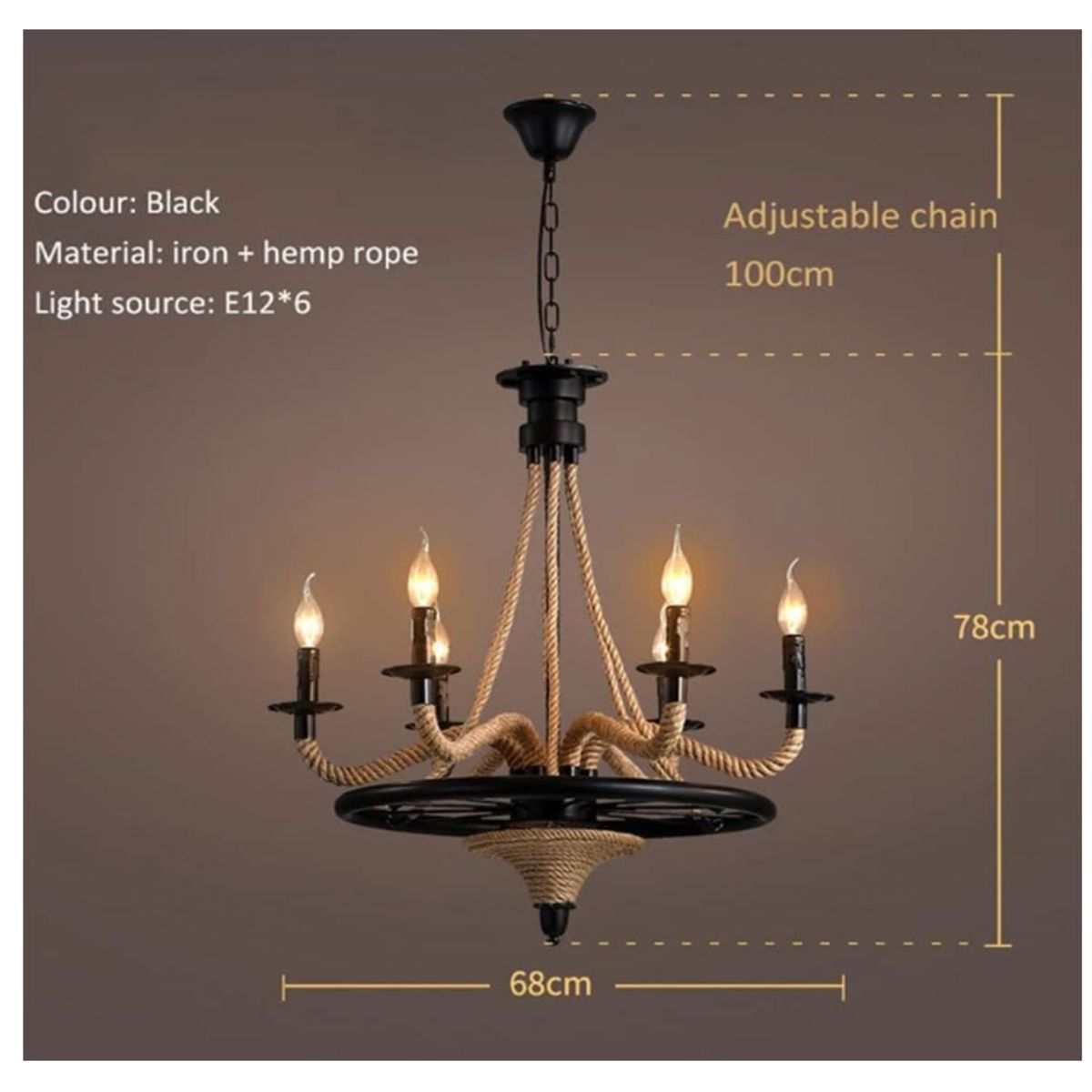 GENERICO - Lámpara Colgante Soga Vintage