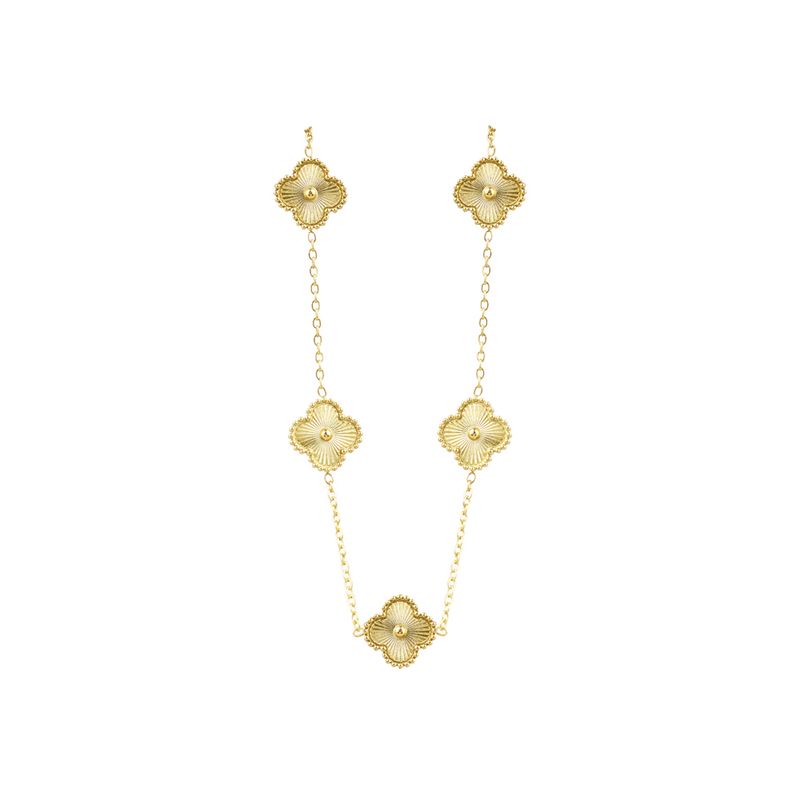 CLEO JOYAS & ACCESORIOS - Set Treboles Collar y Pulsera Dupe Van Cl Dorado