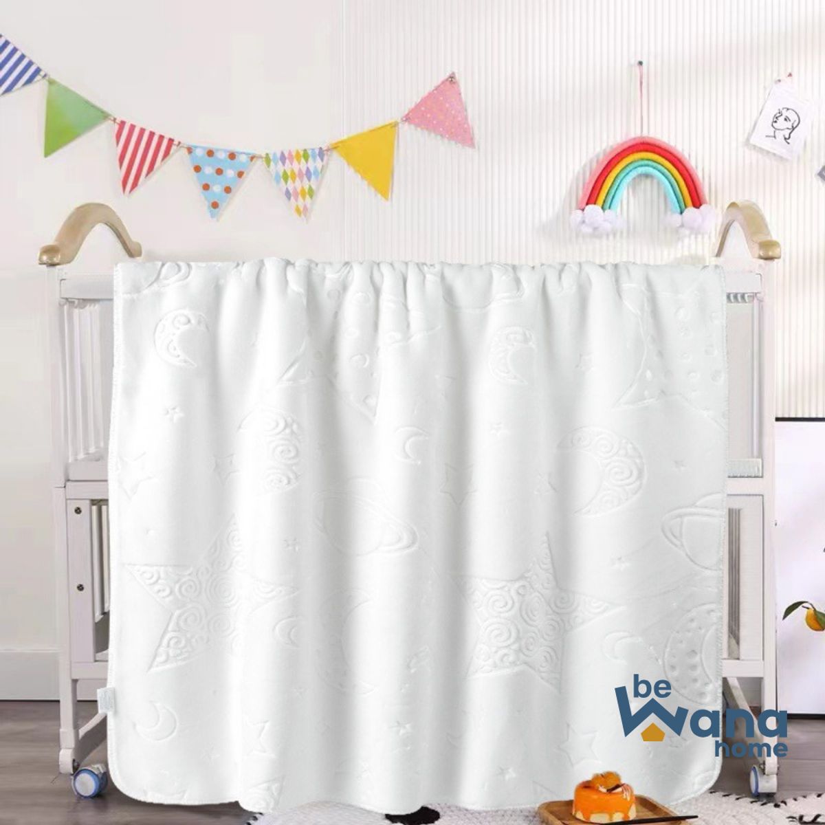 CASATEX - Manta para Bebe Suave Polar Alto Relieve white Star