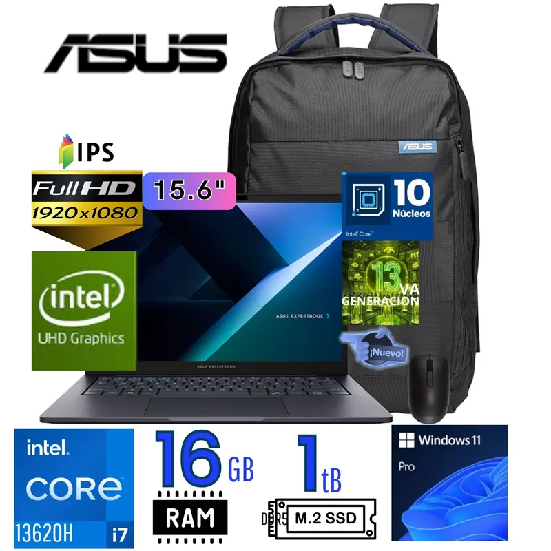 ASUS - Laptop ASUS,B1503CVA-S74331X ,Intel Core i7 13va Gen, Ram 16GB, SSD 1 TB, 15.6 FHD (90NX0801-M04T00)