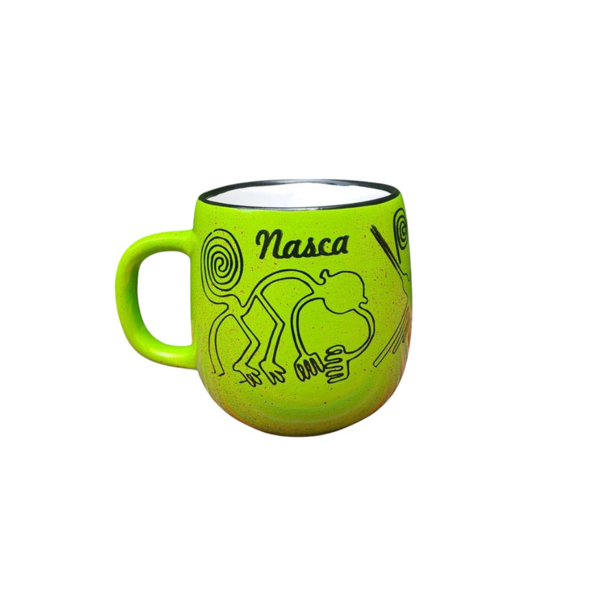 ACHALLAY ARTESANIA DE BARRO - Taza Líneas de Nasca Verde 450 ml