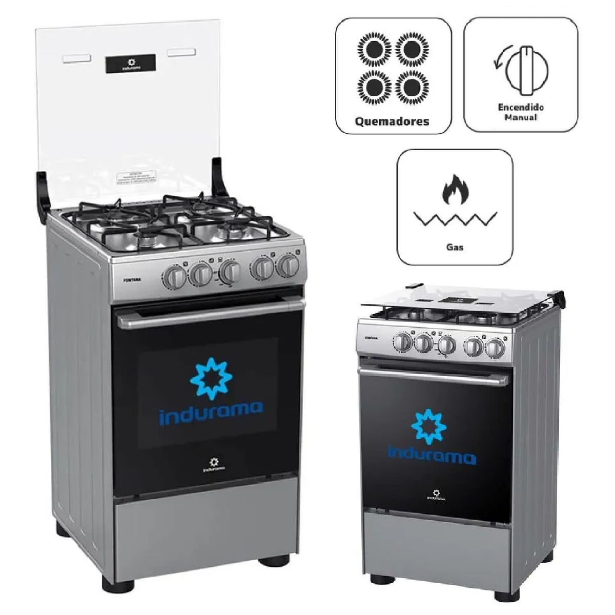 INDURAMA - Cocina a Gas Indurama Fontana 4 Hornillas con Enc. Electrico.