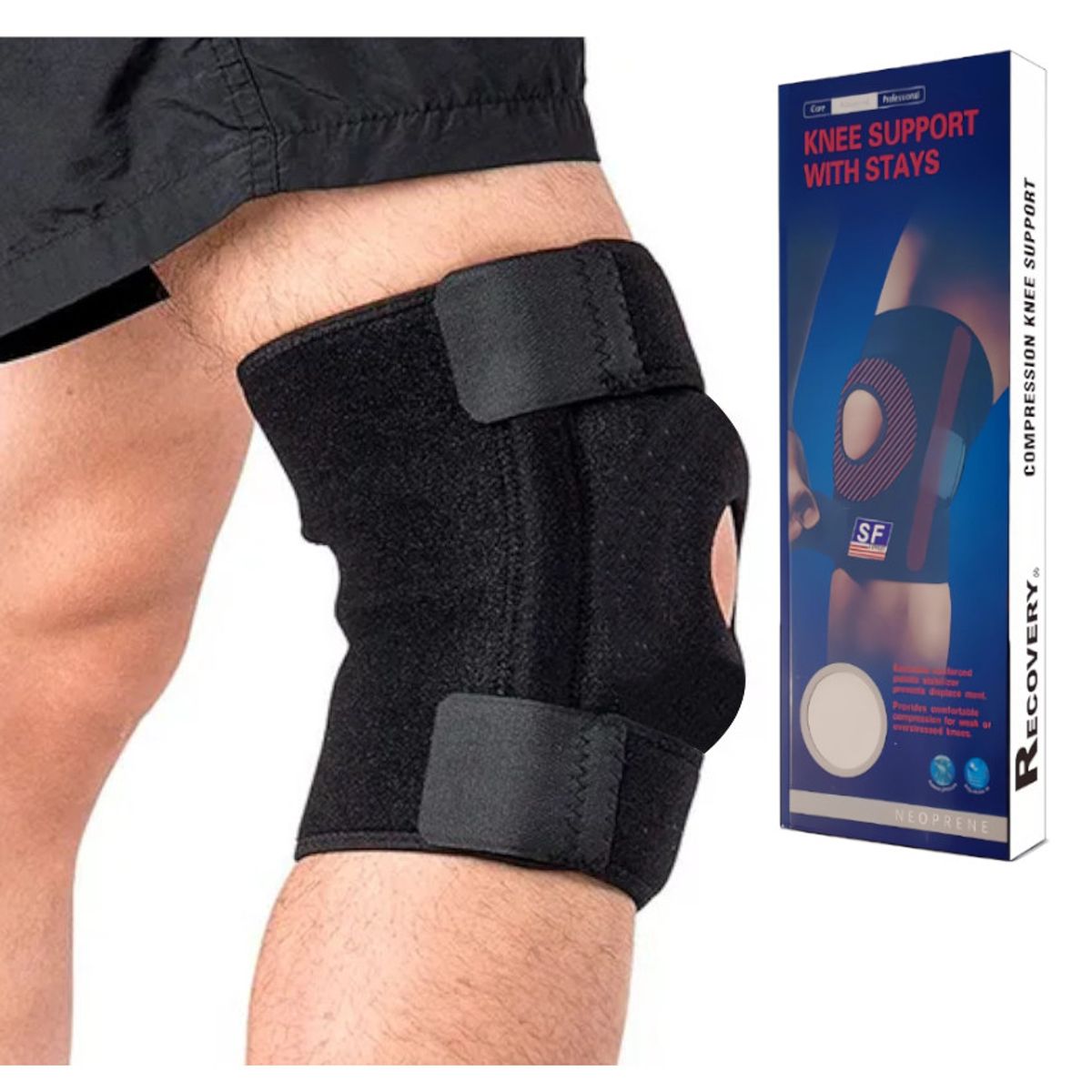 GENERICO - Rodillera Abierta Ortopedica Compresión 3 Puntos Ajuste Unisex