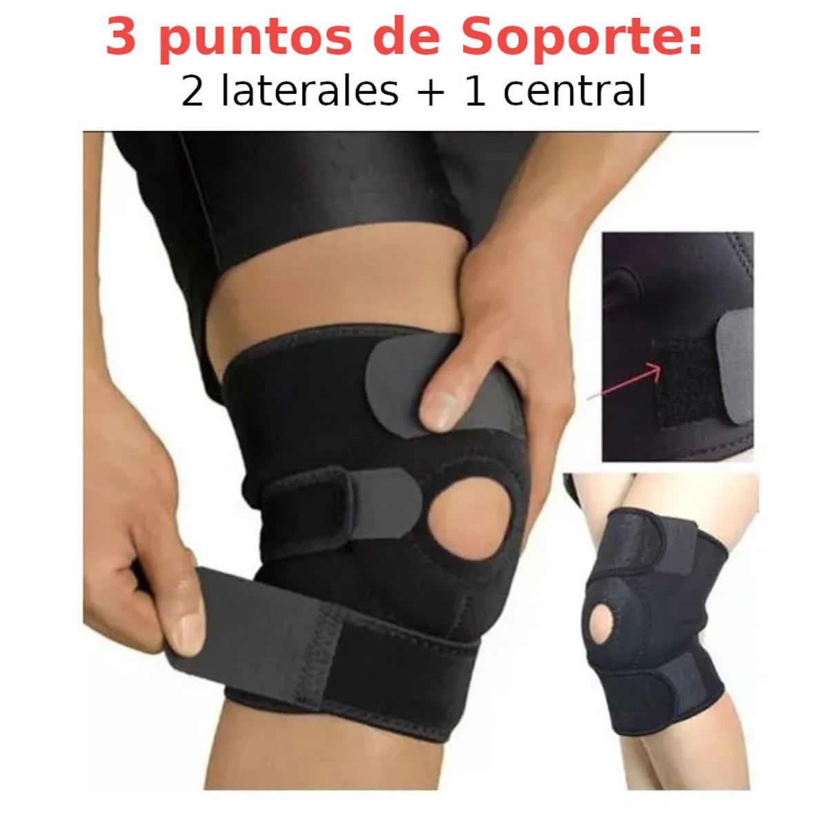 GENERICO - Rodillera Abierta Ortopedica Compresión 3 Puntos Ajuste Unisex