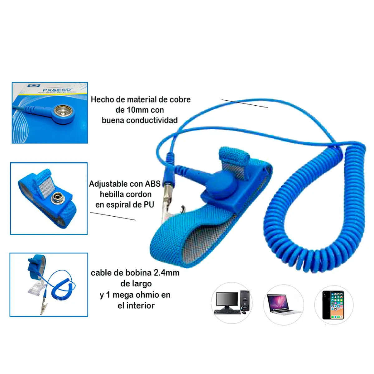 GENERICO - PULSERA ANTIESTATICA  AJUSTABLE EXTENDIBLE