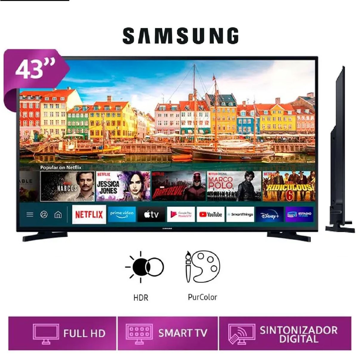 SAMSUNG - Televisor Samsung 43 FHD Smart TV UN43T5202AGXPE