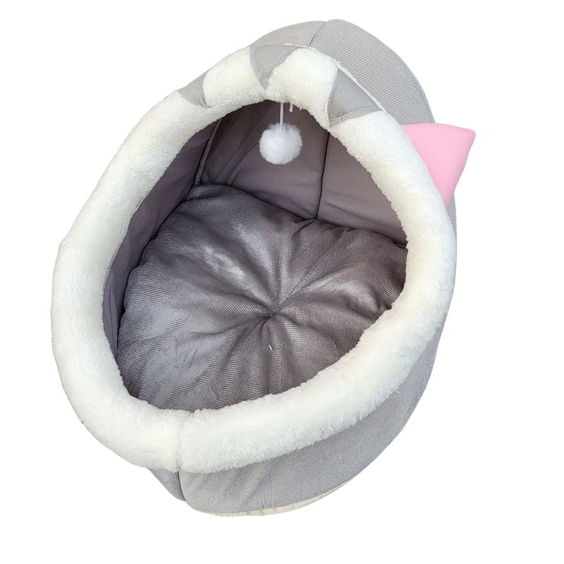 GENERICO - CAMA GATO  GRIS OREJAS ROSA TALLA L