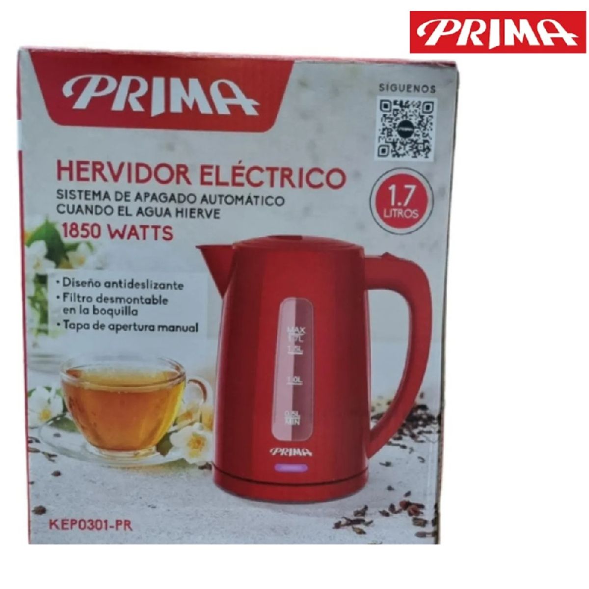PRIMA - Hervidor Eléctrico Prima Rojo KEP0301 PR