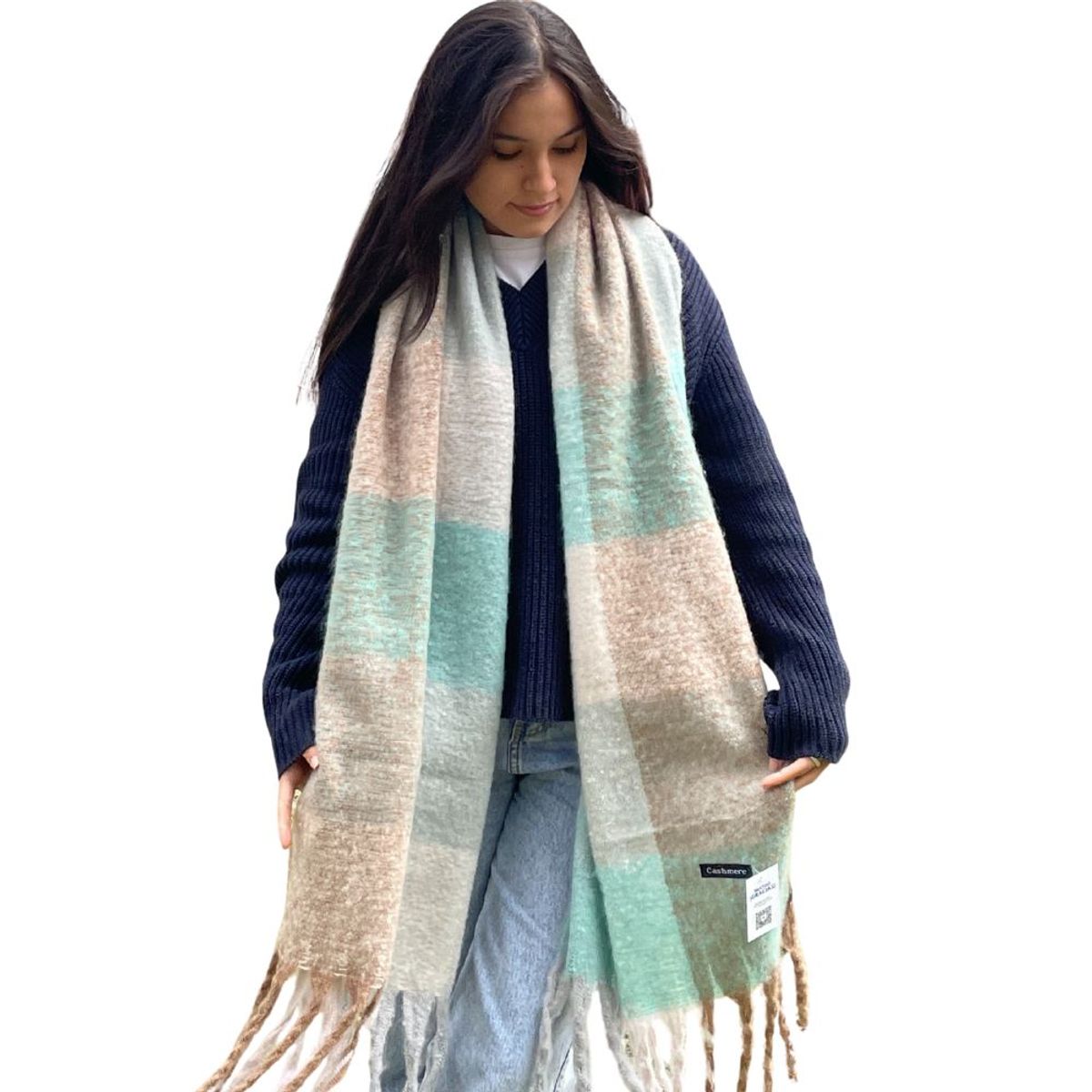 KAST PE - Maxi Bufanda Queen a cuadros multicolor 220x50 cm  Empire