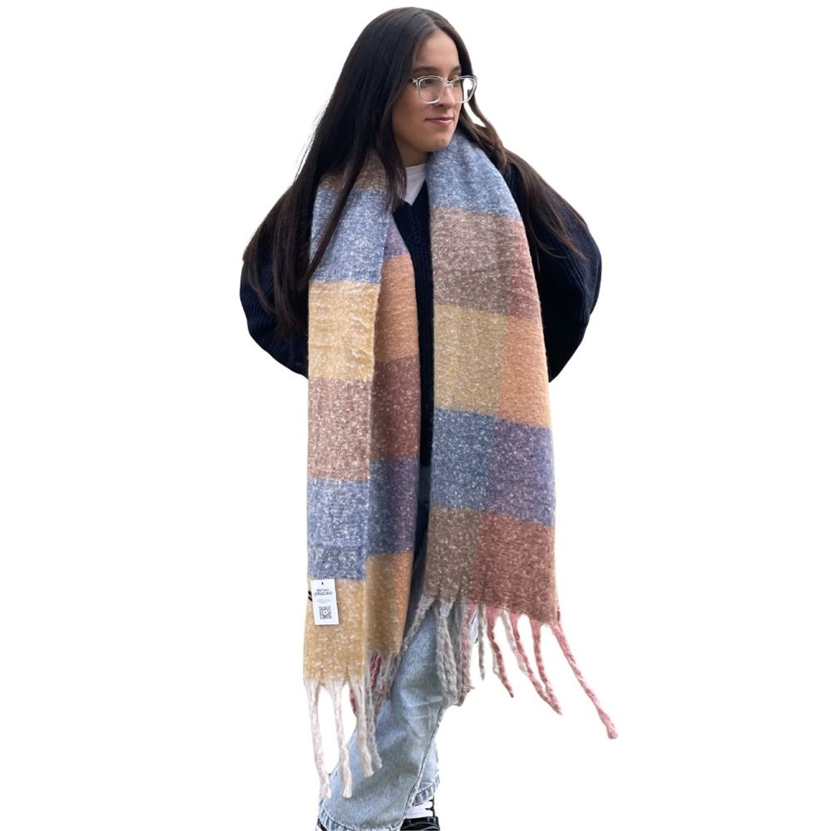 KAST PE - Maxi Bufanda Queen a cuadros multicolor 220x50 cm Austral