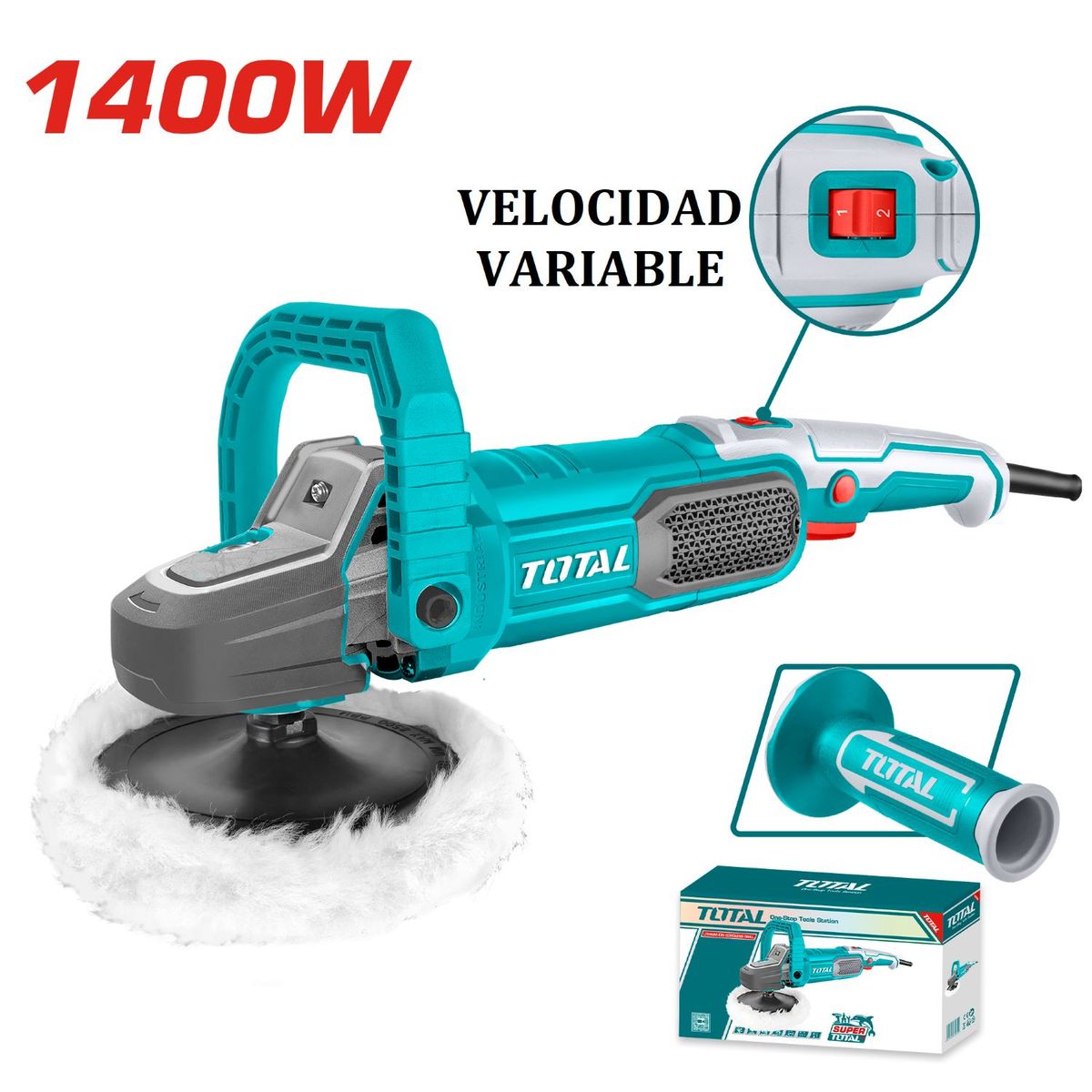 TOTAL TOOLS - Pulidora Angular 7 Pulgadas - 180mm 1400w 600-3200rpm - TP11418026