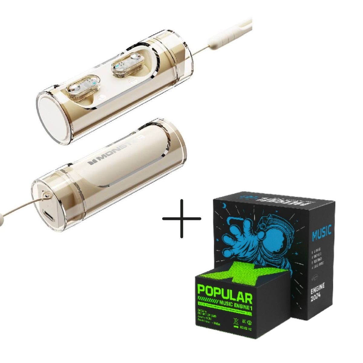 MONSTER - Audífonos Bluetooth Gamer Monster XKT13 Ivory + Gratis Parlante X1