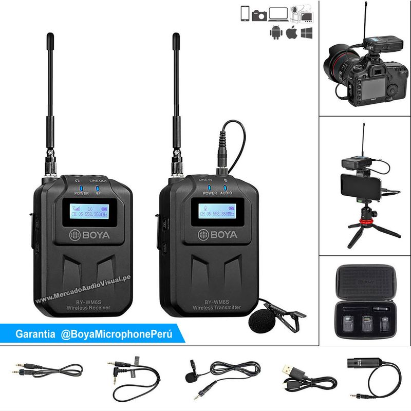 BOYA - BOYA BY-WM6S UHS Micrófono lavalier para cámaras SmartPhone y laptops