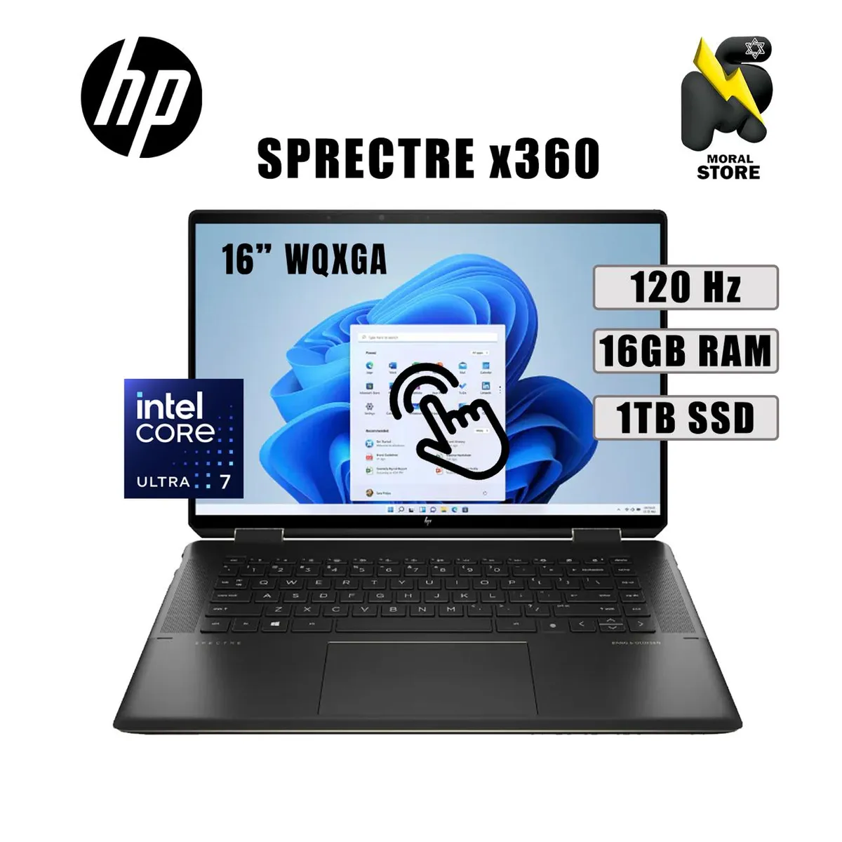 HP - Laptop HP Spectre X360  de 16 pantalla táctil /Intel Core  Ultra 7- 155H /16GB /1TB SSD /LED WQXGA