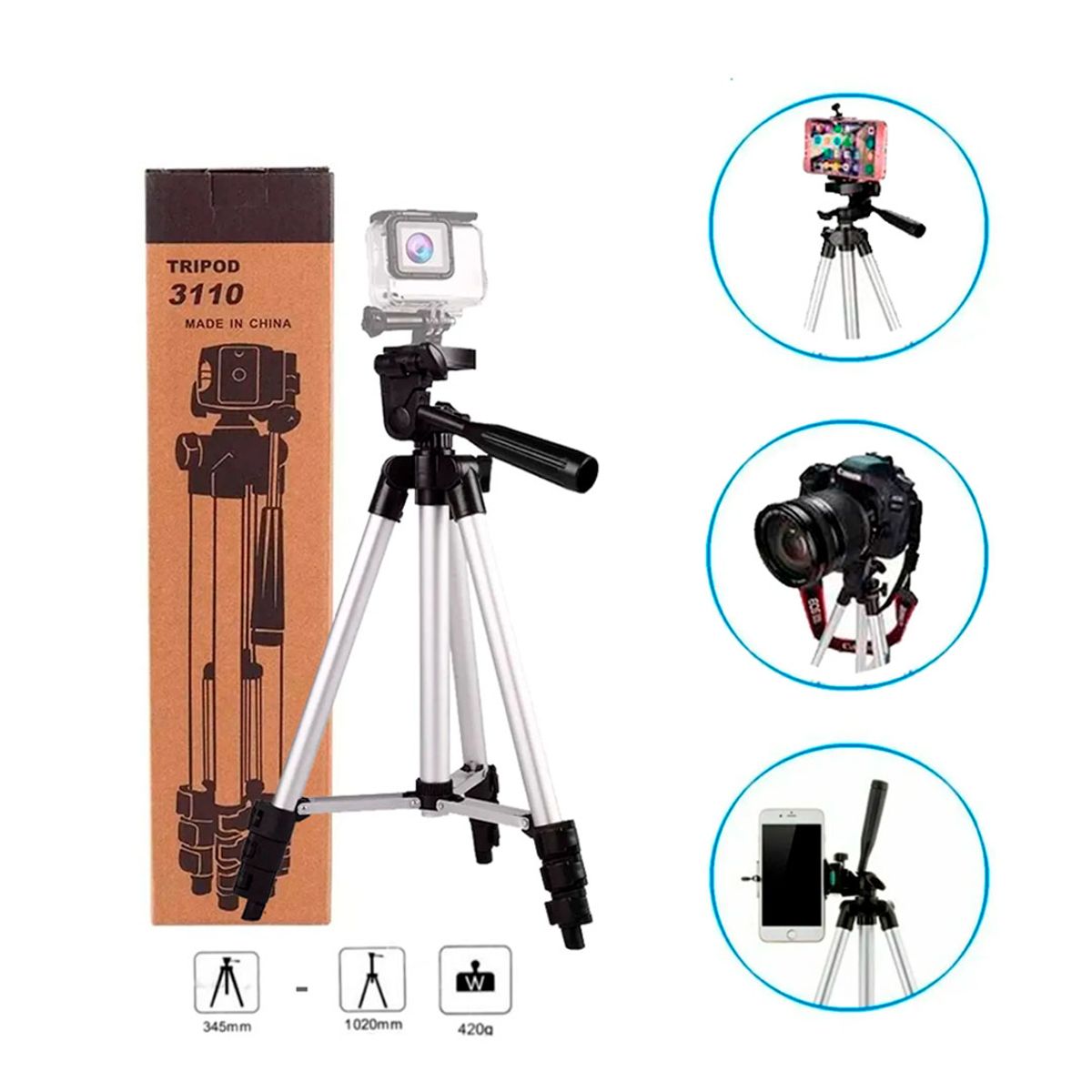 GENERICO - Trípode 3110 Universal para Celulares y Cámaras 102 cm modelo