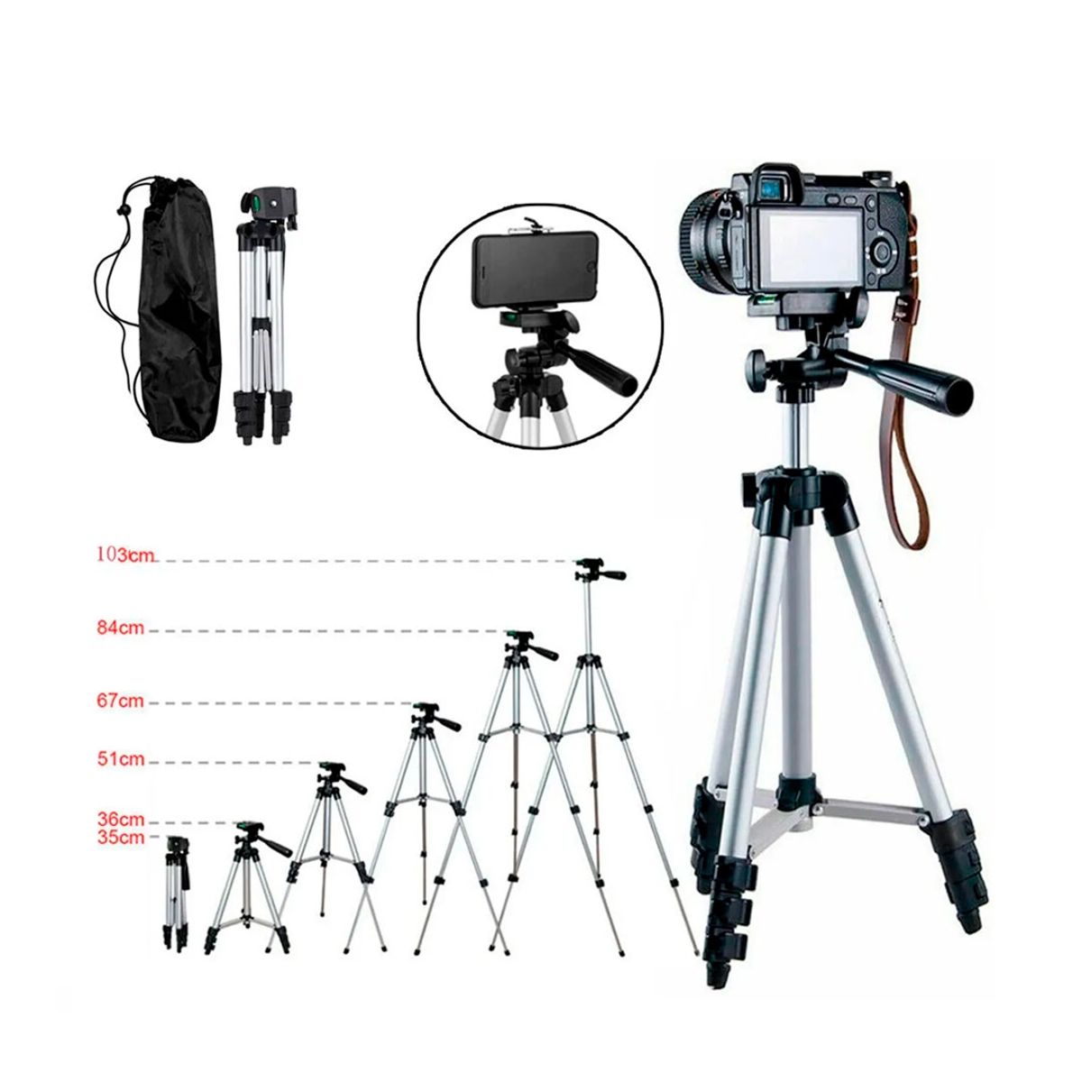 GENERICO - Trípode 3110 Universal para Celulares y Cámaras 102 cm modelo