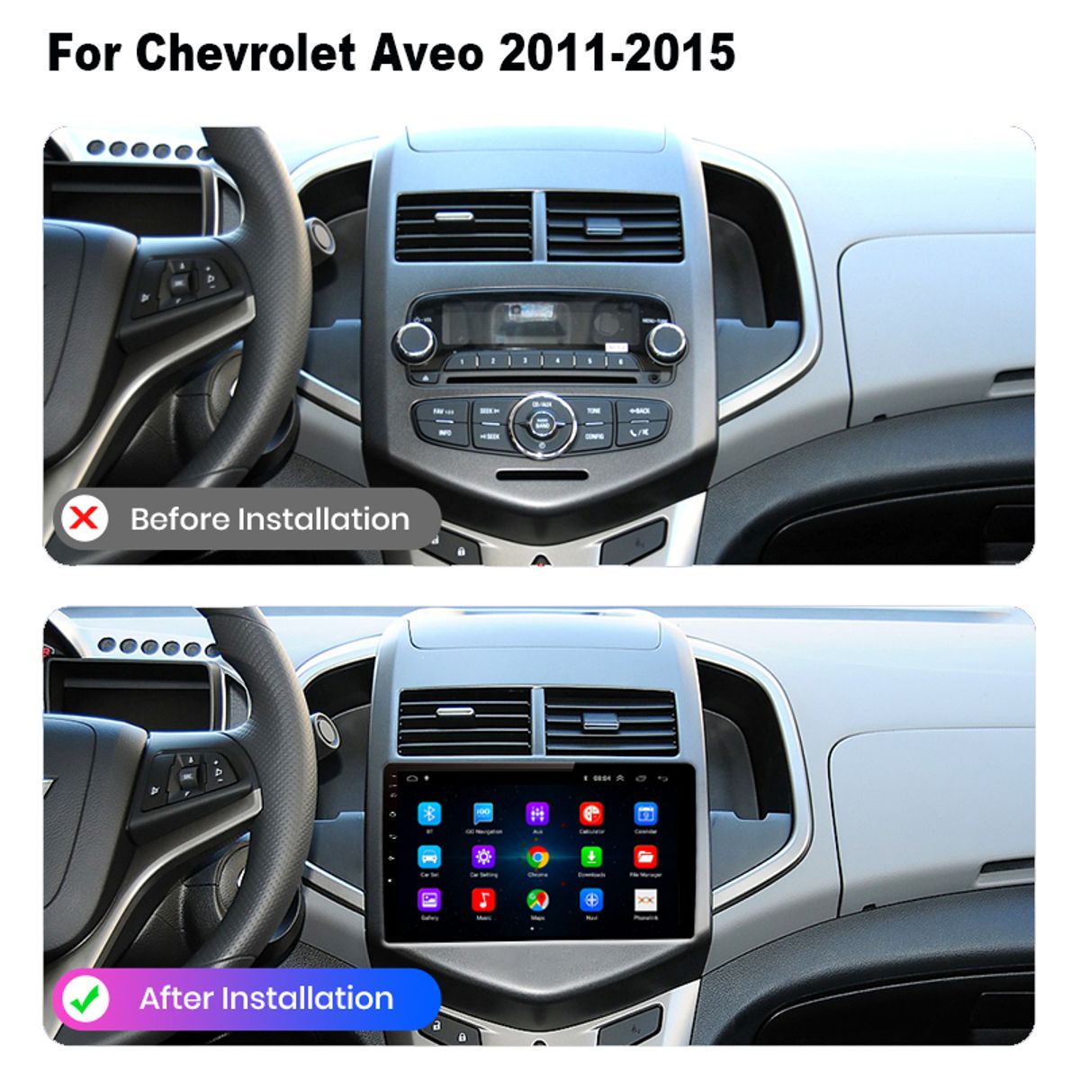 GENERICO - Autoradio Android 4+64GB Chevrolet Aveo 2011-2015 8Nucleos +Entrada Sim