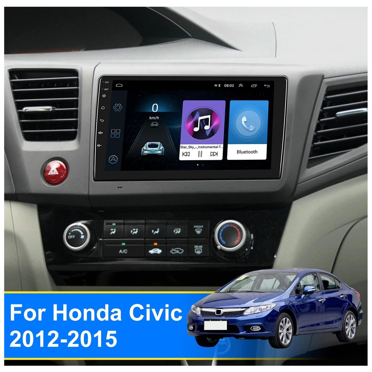 GENERICO - Autoradio Android 4+64GB  Honda Civic 2012-2016    8Nucleos +Entrada Sim