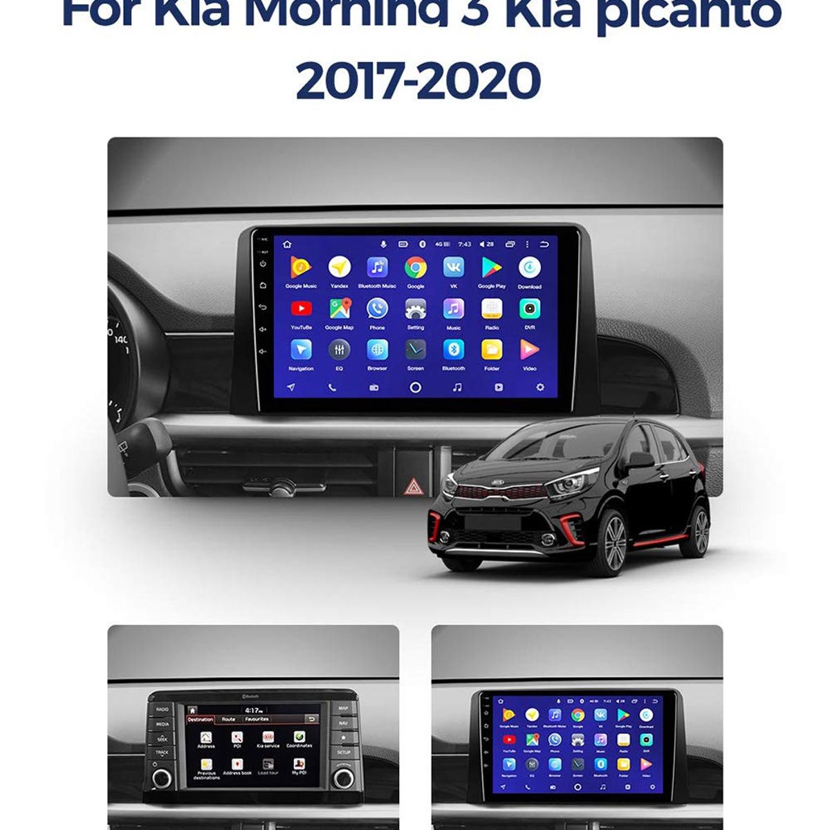 GENERICO - Autoradio Android 4+64GB Kia Picanto 2017-2020 8Nucleos +Entrada Sim