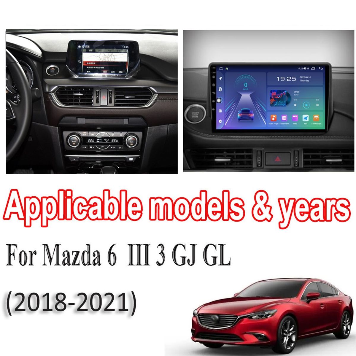 GENERICO - Autoradio Android 4+64GB Mazda 6 2016-2019 8Nucleos +Entrada Sim