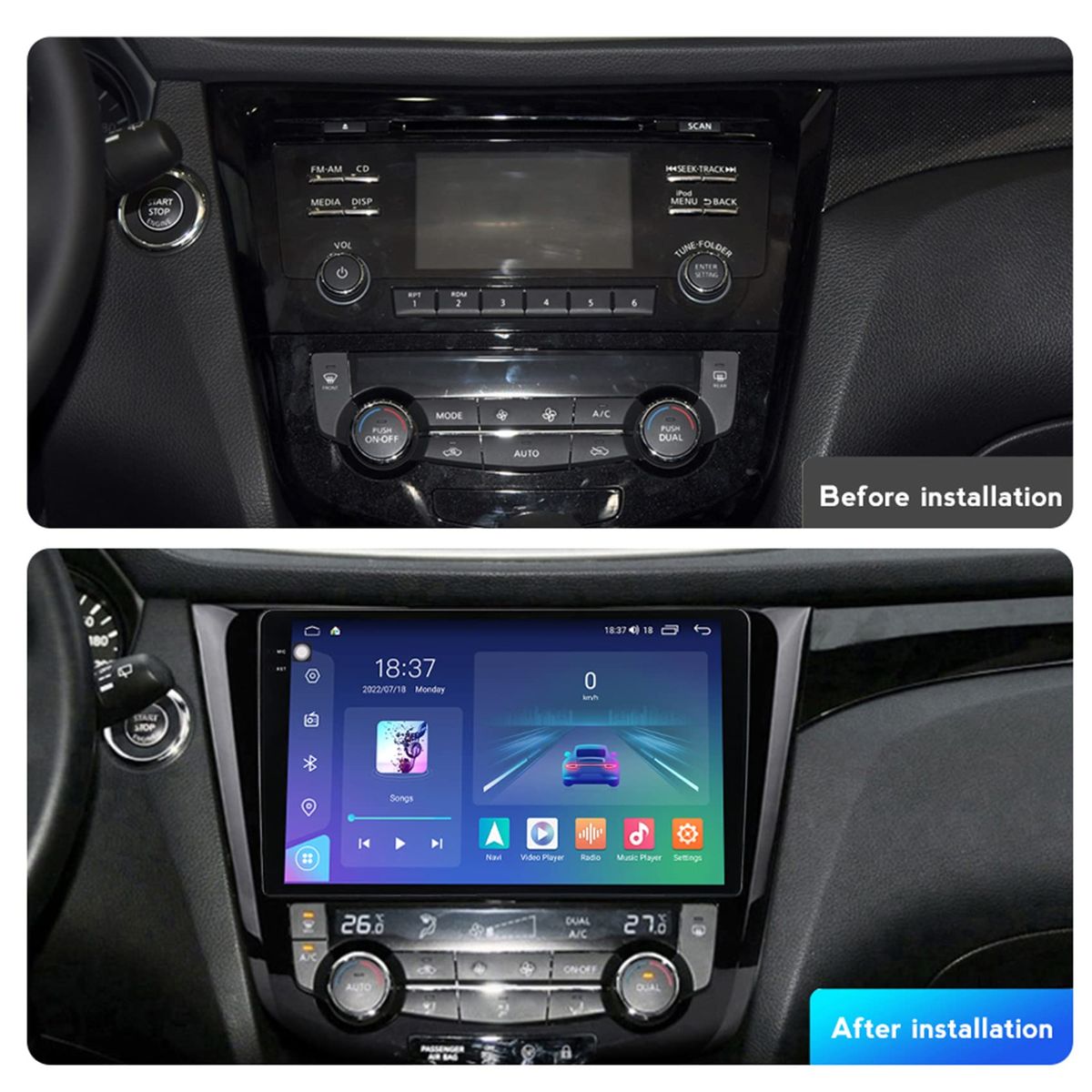 GENERICO - Autoradio Android 4+64GB Nissan Xtrail Qasqai 2014-2020 8Nucleos +Entrada Sim
