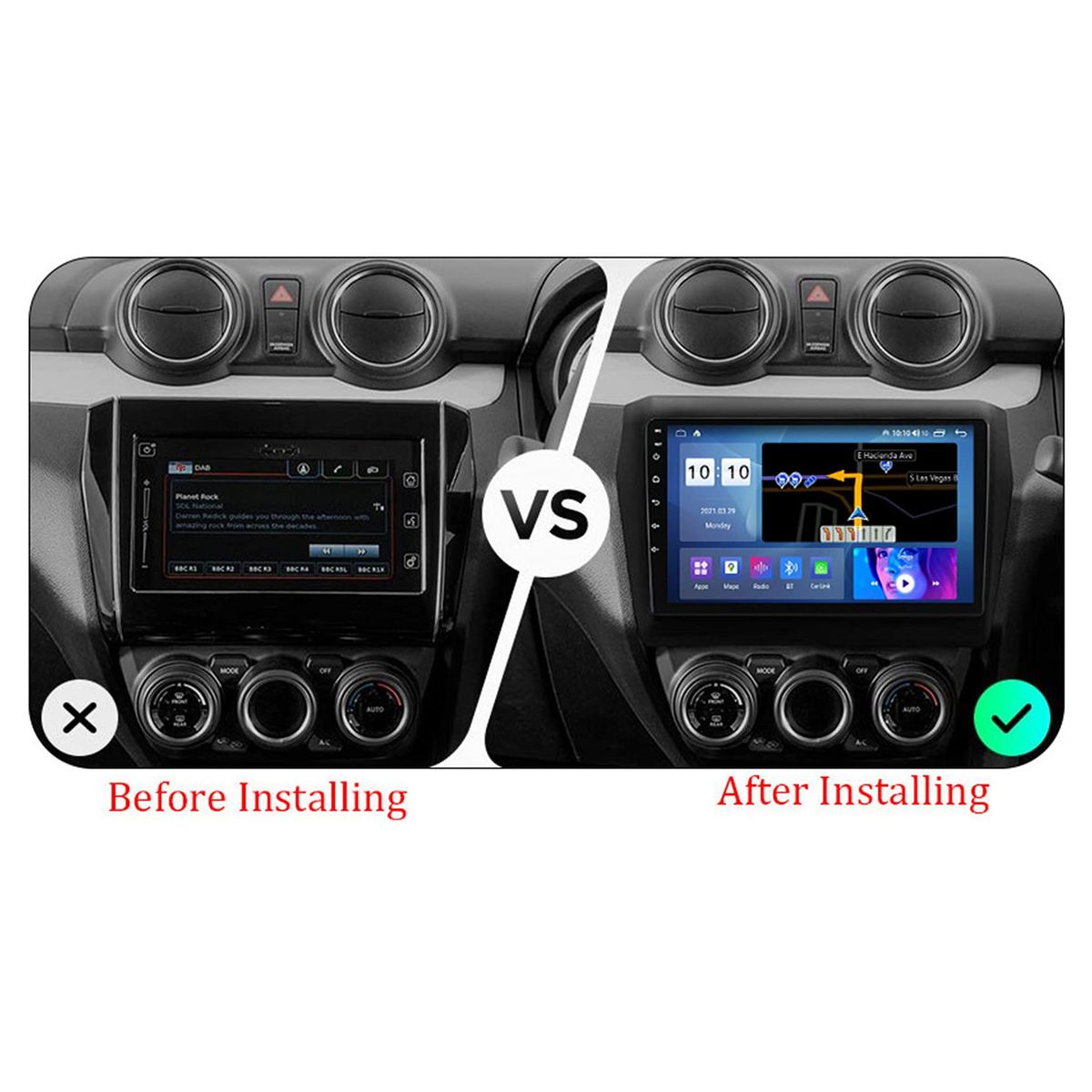 GENERICO - Autoradio Android 4+64GB Suzuki Swift 2017-2021 8Nucleos +Entrada Sim