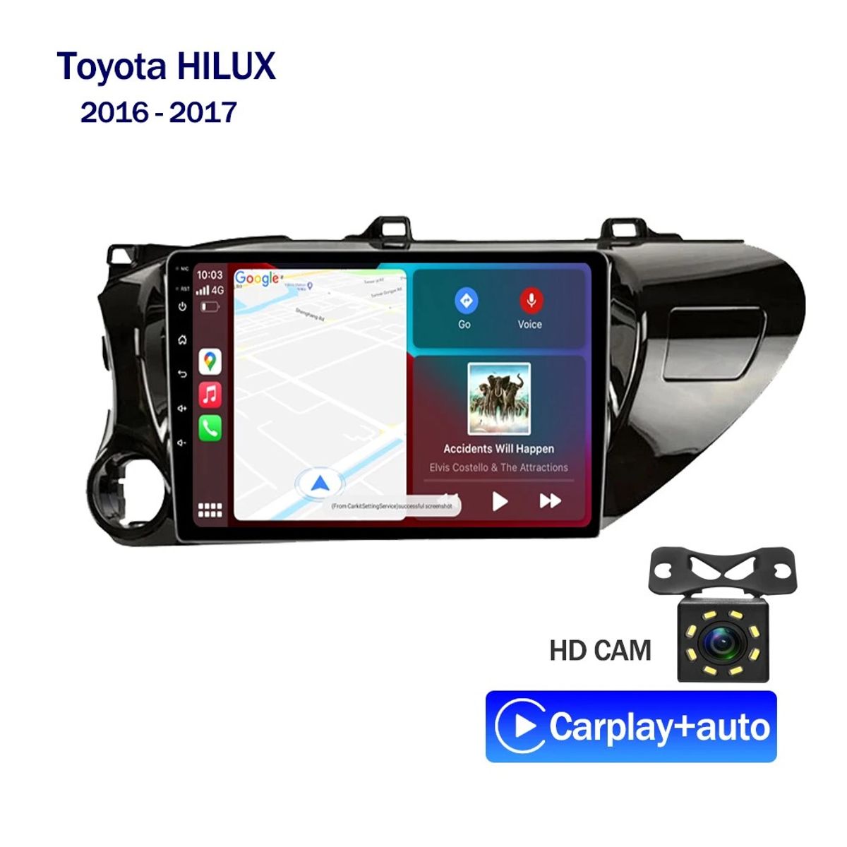 GENERICO - Autoradio Android 4+64GB Toyota Hilux Revo 2016-2021 8Nucleos +Entrada Sim