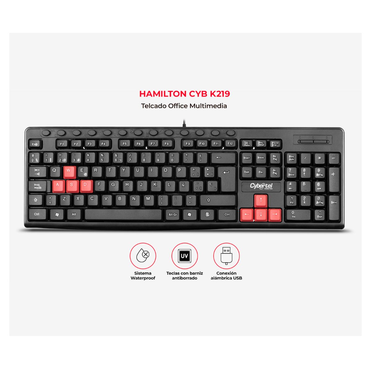 CYBERTEL - Teclado Multimedia HAMILTON CYB K219 USB Cybertel