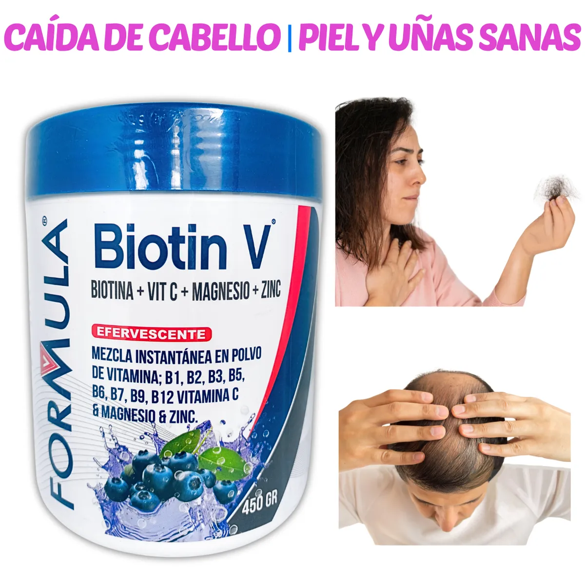 GENERICO - BIOTINA CAÍDA DE CABELLO PIEL Y UÑAS SANAS BIOTIN 450 GRAMOS FORMULA V