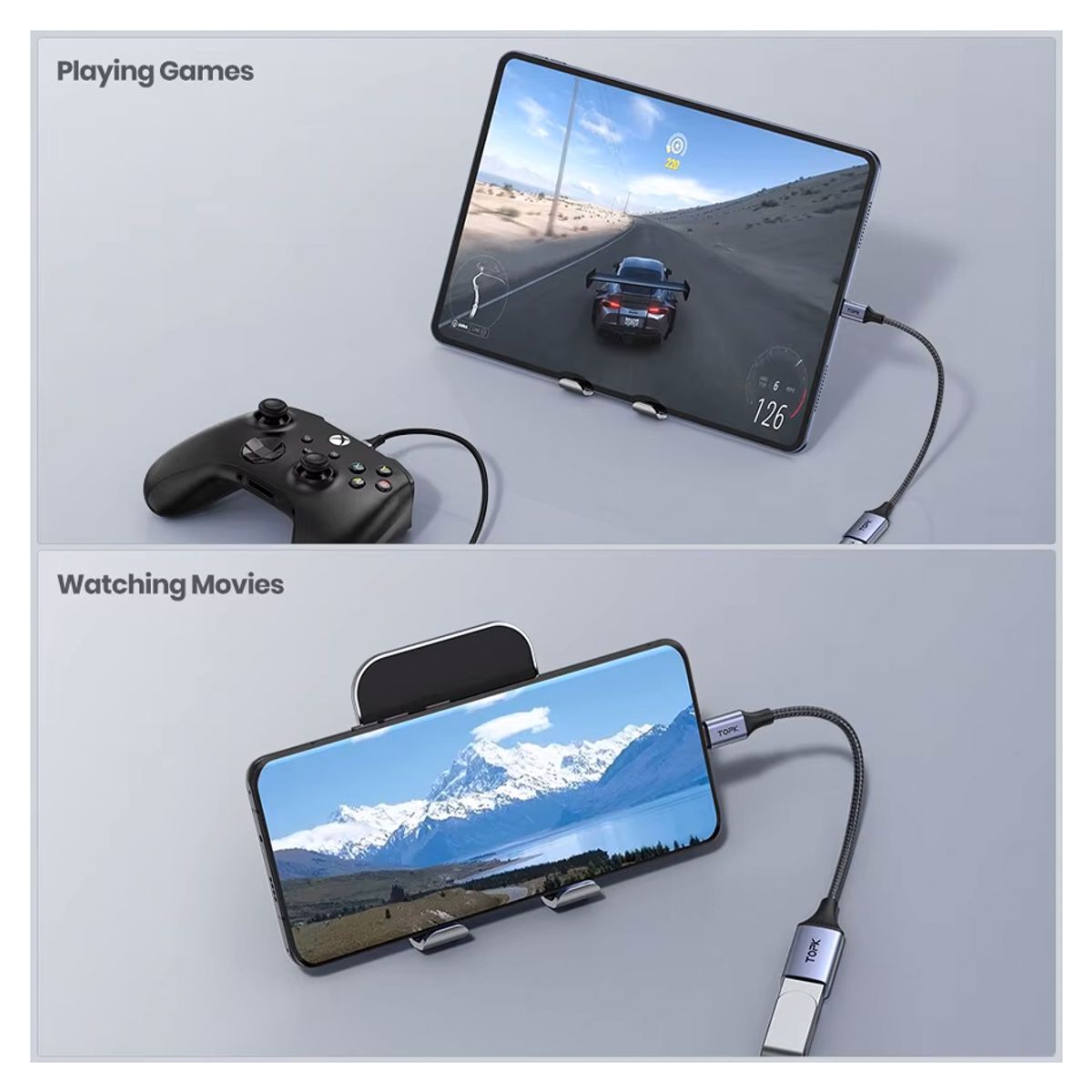 GENERICO - Cable Usb C a Usb A OTG Alumnio TOPK