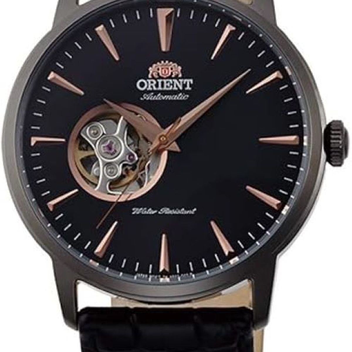 ORIENT - Orient Reloj automático de corazón abierto con esfera negra para hombre