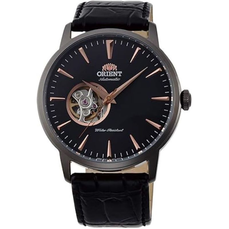 ORIENT - Orient Reloj automático de corazón abierto con esfera negra para hombre