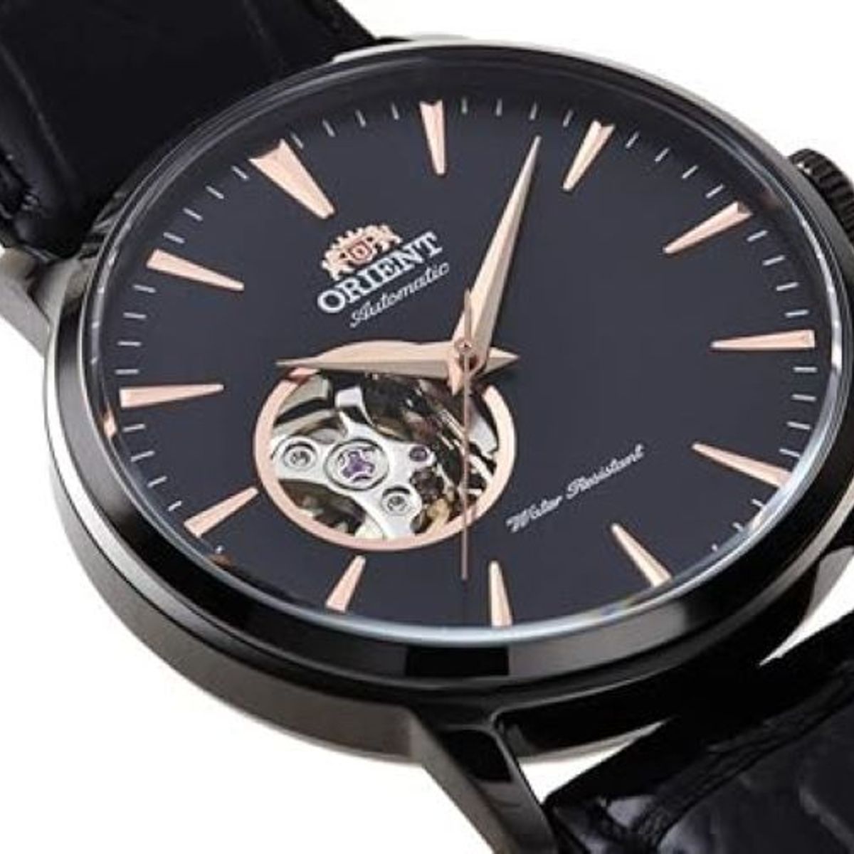 ORIENT - Orient Reloj automático de corazón abierto con esfera negra para hombre