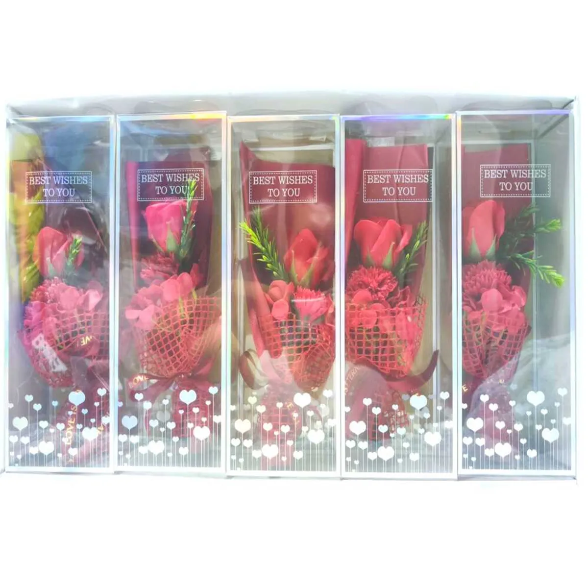 GENERICO - 5 Ramos de Rosas con petalos de Jabon