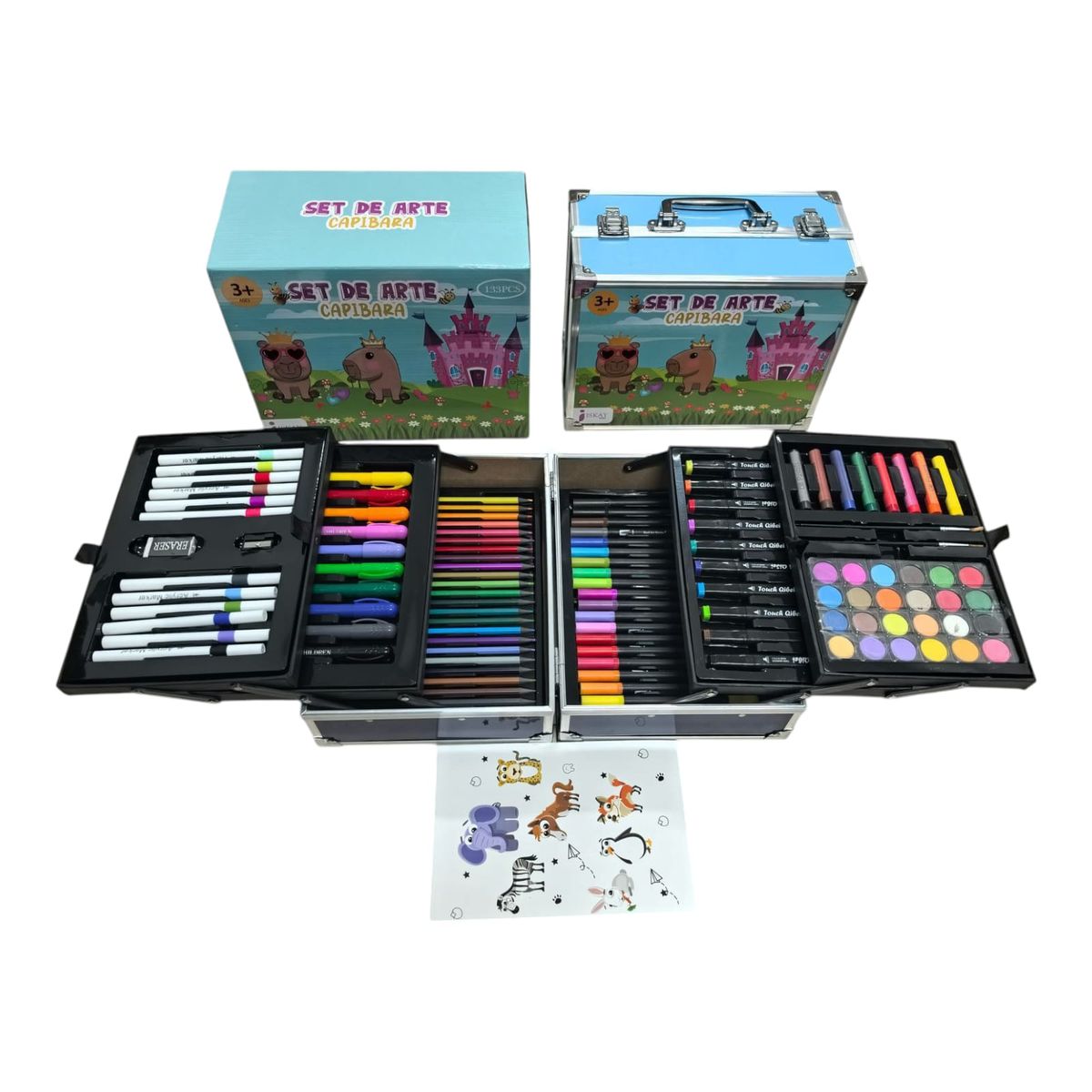 GENERICO - SET DE ARTE MALETA CAPIBARA - 6 NIVELES - 133 PIEZAS