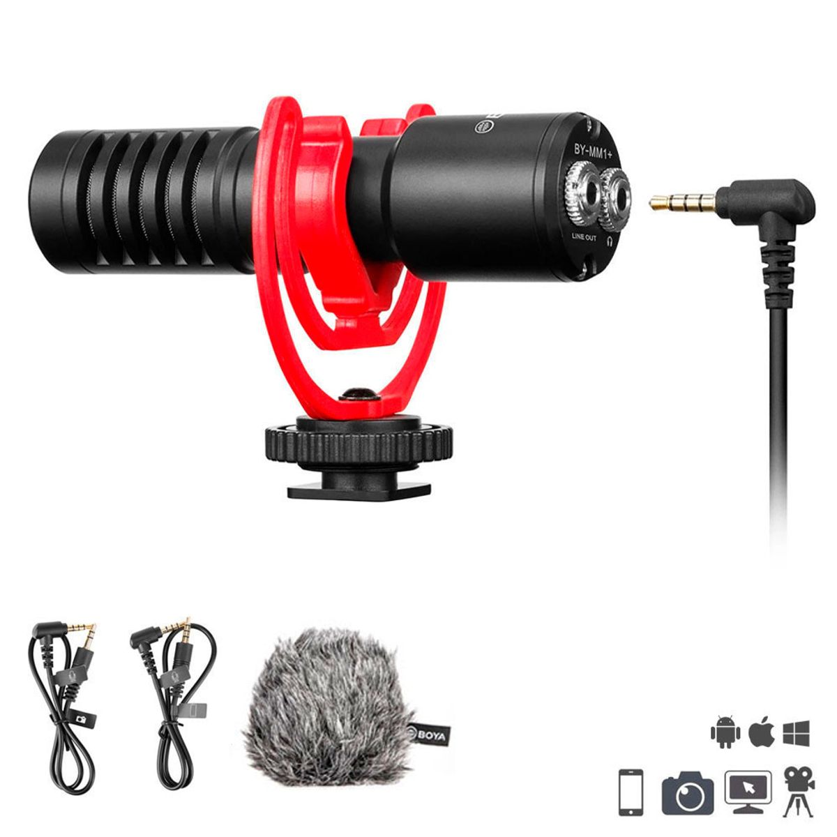 BOYA - BOYA BY-MM1+ Micrófono de Cañon Boom para cámaras laptops y SmartPhone