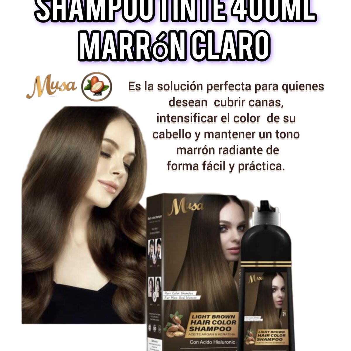 OEM - Shampoo Tinte Cubre canas Marrón Claro ecorincia Hair Color 500ml
