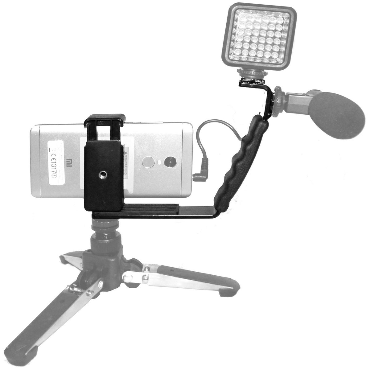 GENERICO - KIT para transmisión en Vivo Soporte L  Sujetador para smartphone y camaras - Gimbal