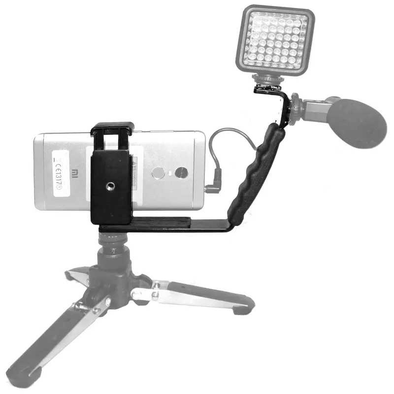 GENERICO - KIT para transmisión en Vivo Soporte L  Sujetador para smartphone y camaras - Gimbal