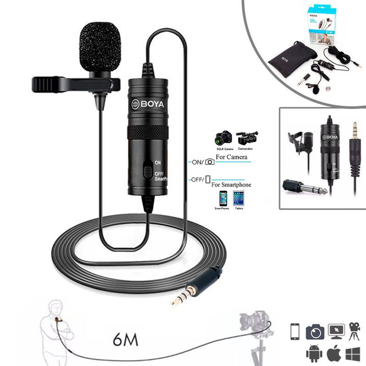 BOYA - BOYA - BY-M1 - Micrófono perchero lavalier ORIGINAL para foto y video