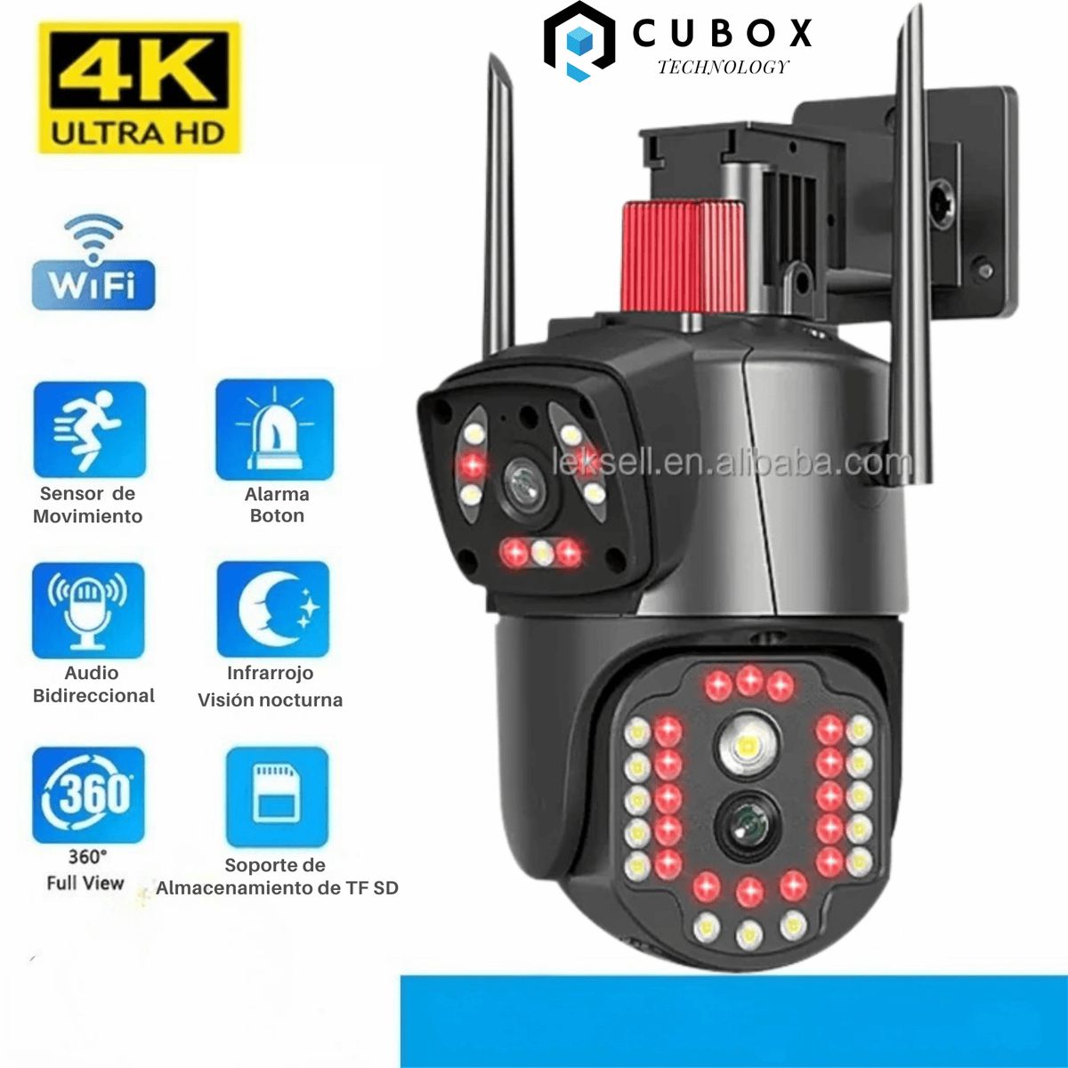 OEM - Camara Ip Wifi Ptz Doble Lente 360 Exterior Sirenas Alarma