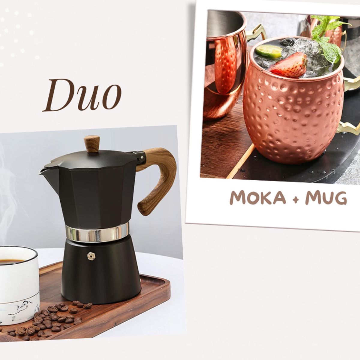 GENERICO - Cafetera moka italiana vintage 300 ml + café molido 250 g