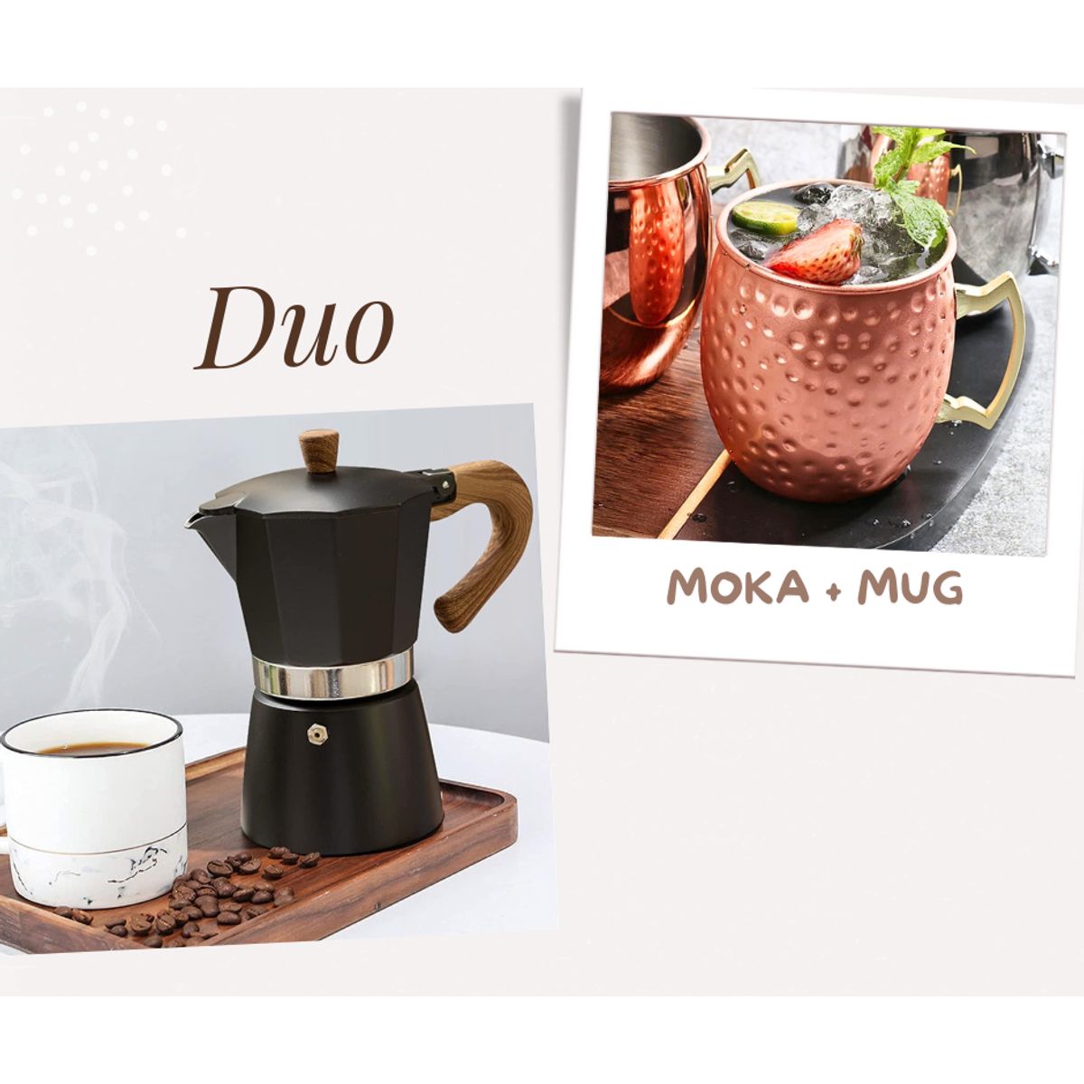 GENERICO - Cafetera moka italiana vintage 300 ml + café molido 250 g