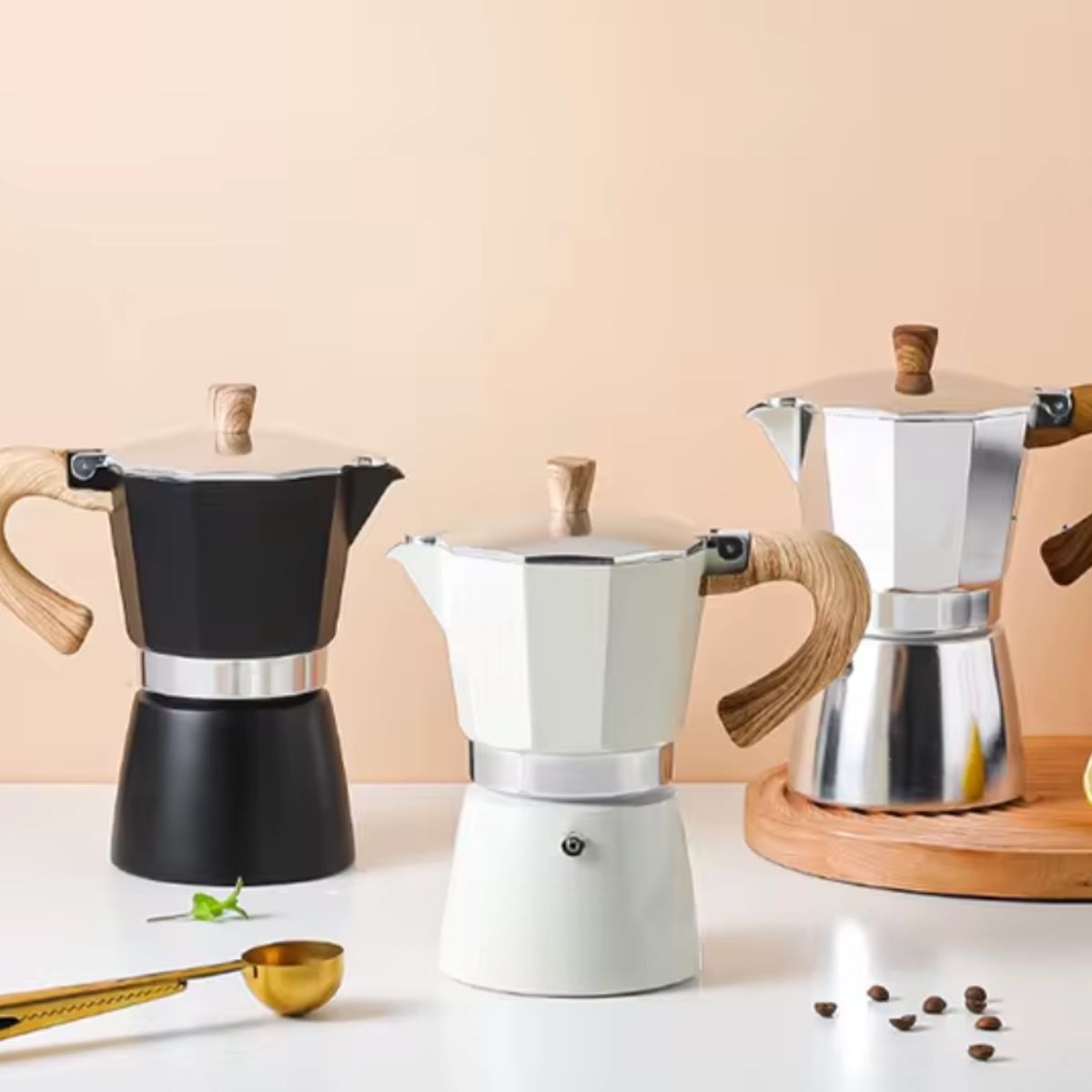 GENERICO - Cafetera moka italiana vintage 300 ml + café molido 250 g