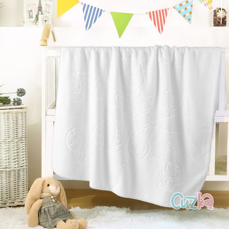 CASATEX - Manta para Bebe Suave Polar Alto Relieve White