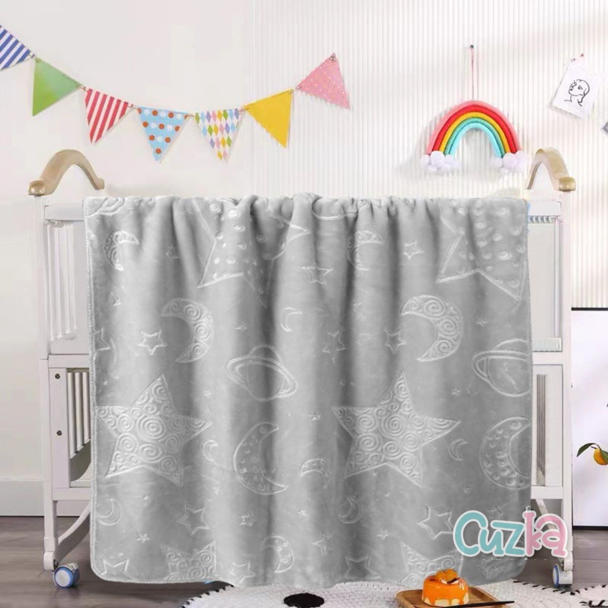 CASATEX - Manta para Bebe Suave Polar Alto Relieve Plomo