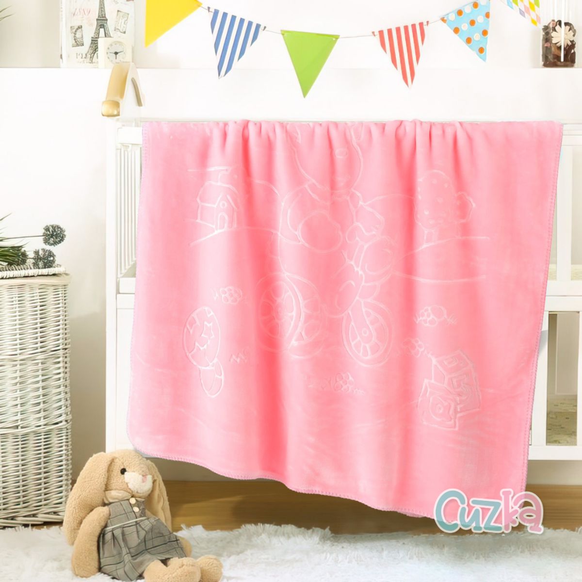 CASATEX - Manta para Bebe Suave Polar Alto Relieve Rosado