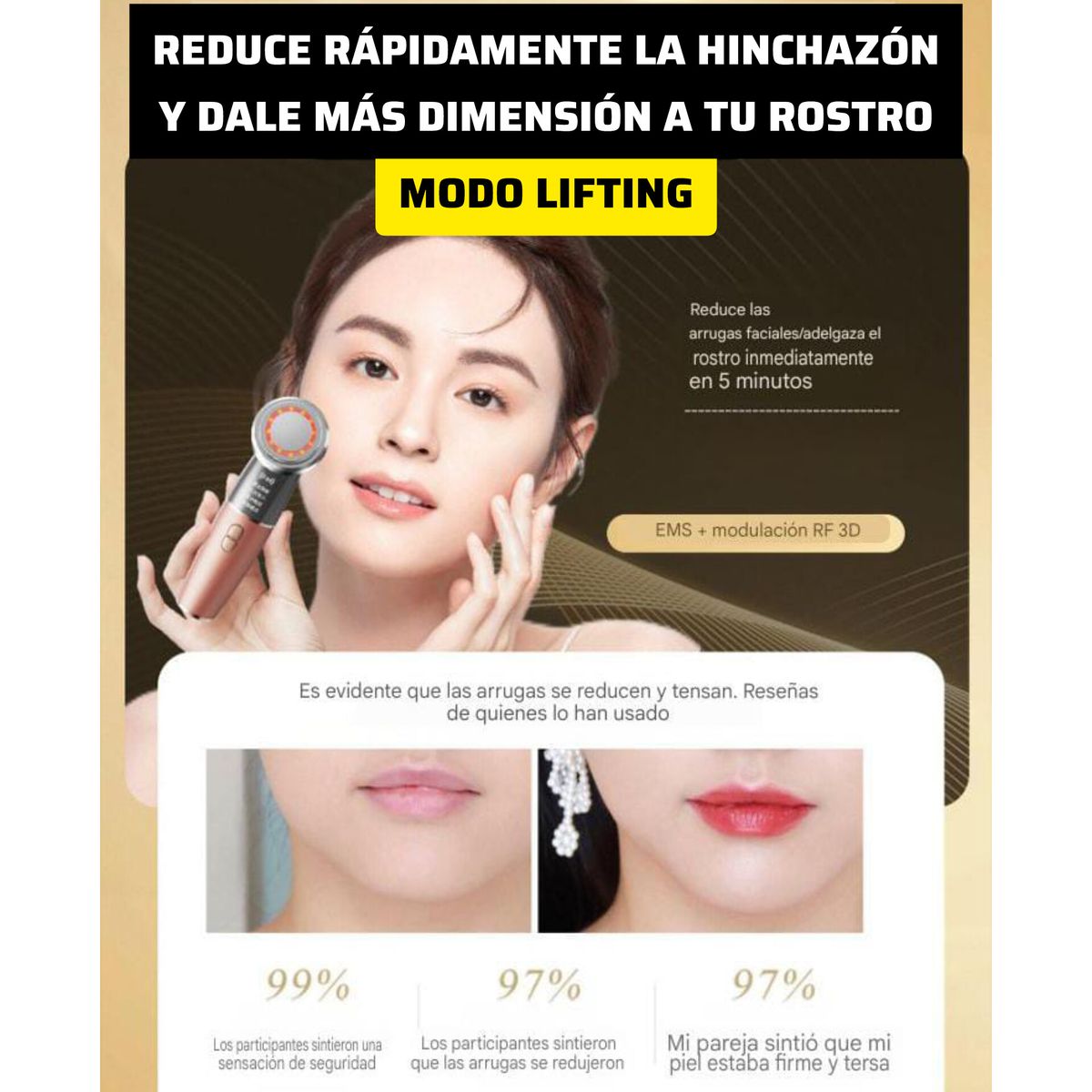 OEM - MASAJEADOR  ANTIARRUGAS TÉRMICO VIBRATORIO FOTONES 4 EN 1